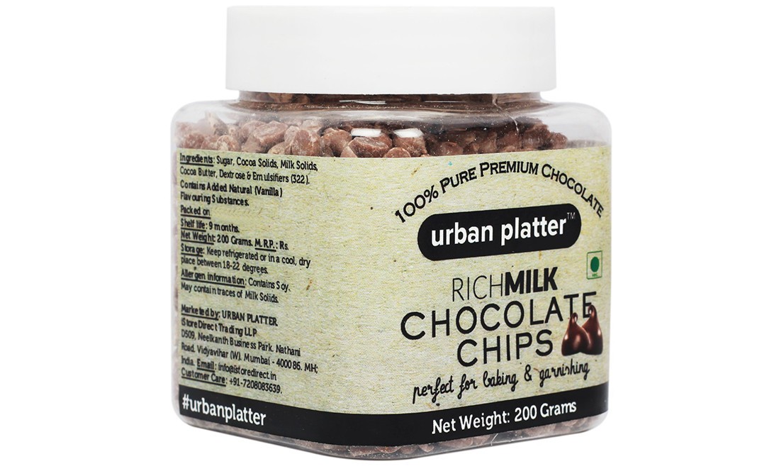 Urban Platter Rich Milk Chocolate Chips   Jar  200 grams